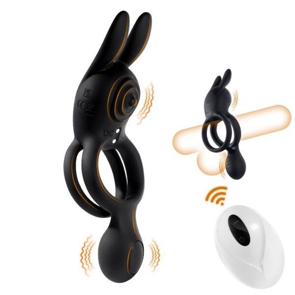 Remote-Controlled Triple-Stimulation Rabbit Cock Ring