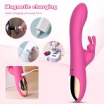 Thrusting Rabbit Vibrator - Waterproof, Quiet, G-Spot & Clit Stimulator with 10 Vibration & 10 Thrusting Modes - Dual Motors, Medical Grade Silicone - Rose Gold Accents