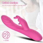 Thrusting Rabbit Vibrator - Waterproof, Quiet, G-Spot & Clit Stimulator with 10 Vibration & 10 Thrusting Modes - Dual Motors, Medical Grade Silicone - Rose Gold Accents - Image 2