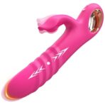 Thrusting Rabbit Vibrator - Waterproof, Quiet, G-Spot & Clit Stimulator with 10 Vibration & 10 Thrusting Modes - Dual Motors, Medical Grade Silicone - Rose Gold Accents - Image 3