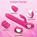 Thrusting Rabbit Vibrator - Waterproof, Quiet, G-Spot & Clit Stimulator with 10 Vibration & 10 Thrusting Modes - Dual Motors, Medical Grade Silicone - Rose Gold Accents - Image 10