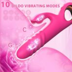 Thrusting Rabbit Vibrator - Waterproof, Quiet, G-Spot & Clit Stimulator with 10 Vibration & 10 Thrusting Modes - Dual Motors, Medical Grade Silicone - Rose Gold Accents - Image 9