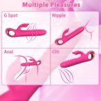Thrusting Rabbit Vibrator - Waterproof, Quiet, G-Spot & Clit Stimulator with 10 Vibration & 10 Thrusting Modes - Dual Motors, Medical Grade Silicone - Rose Gold Accents - Image 4